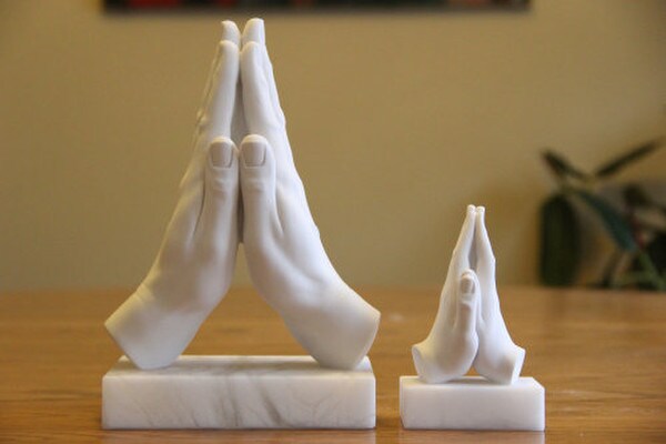 Praying Hands Sculpture Large Clasp Marble Statue Alabaster